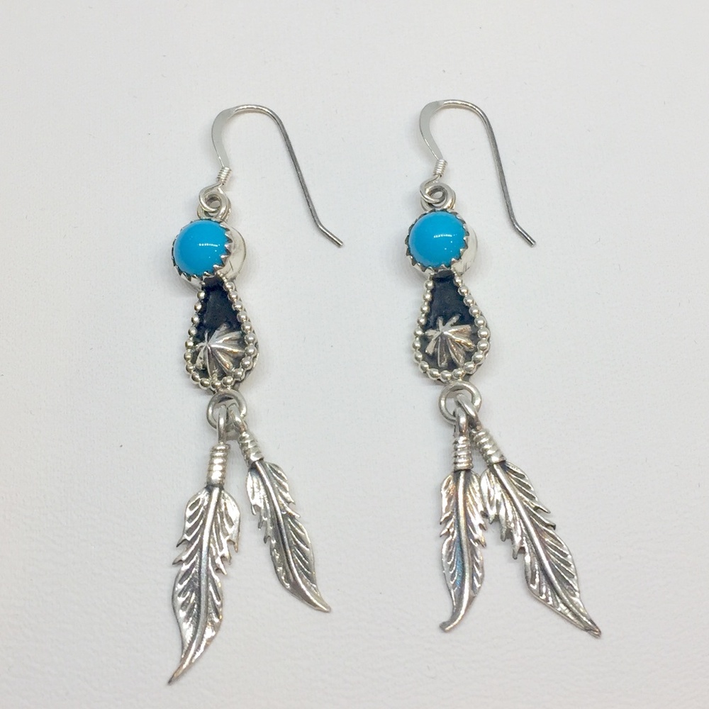 Vintage Navajo RB Running Bear Earrings